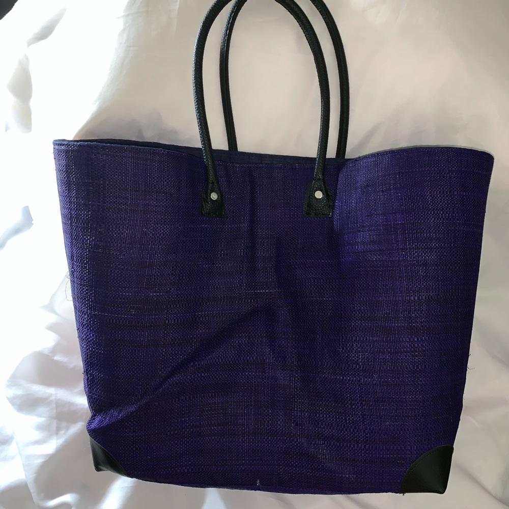 NWT Madagascar Craft Co Woven seagrass FLAG tote - Picture 5 of 8